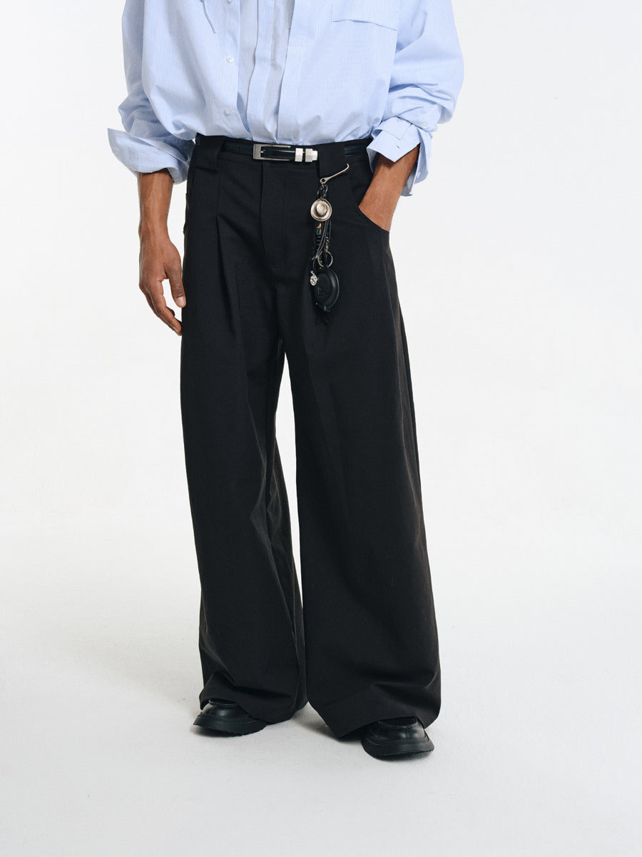 Wrinkle-resistant double-pleated casual pants