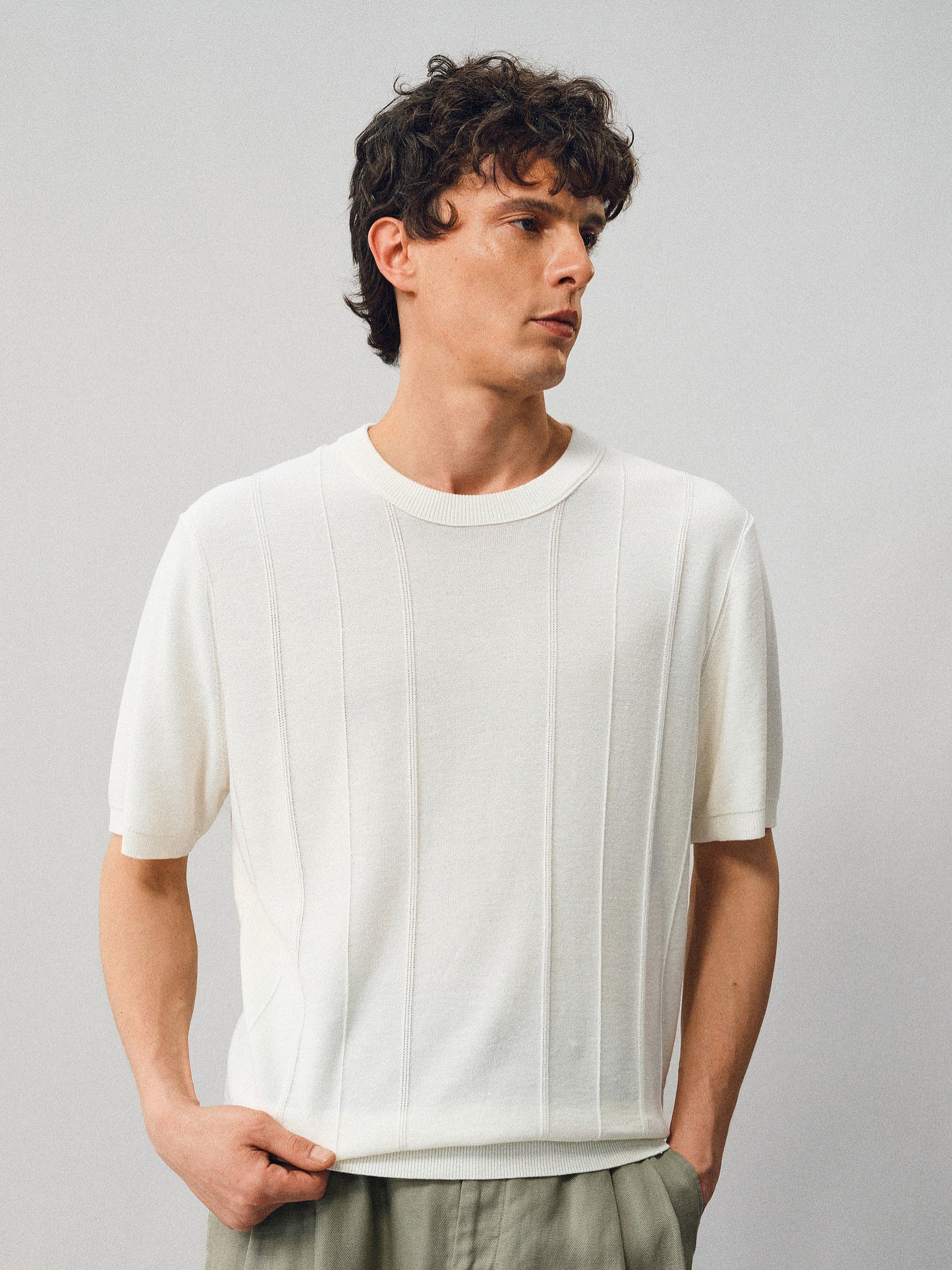 Tencel and Linen Blend Knit Shirt