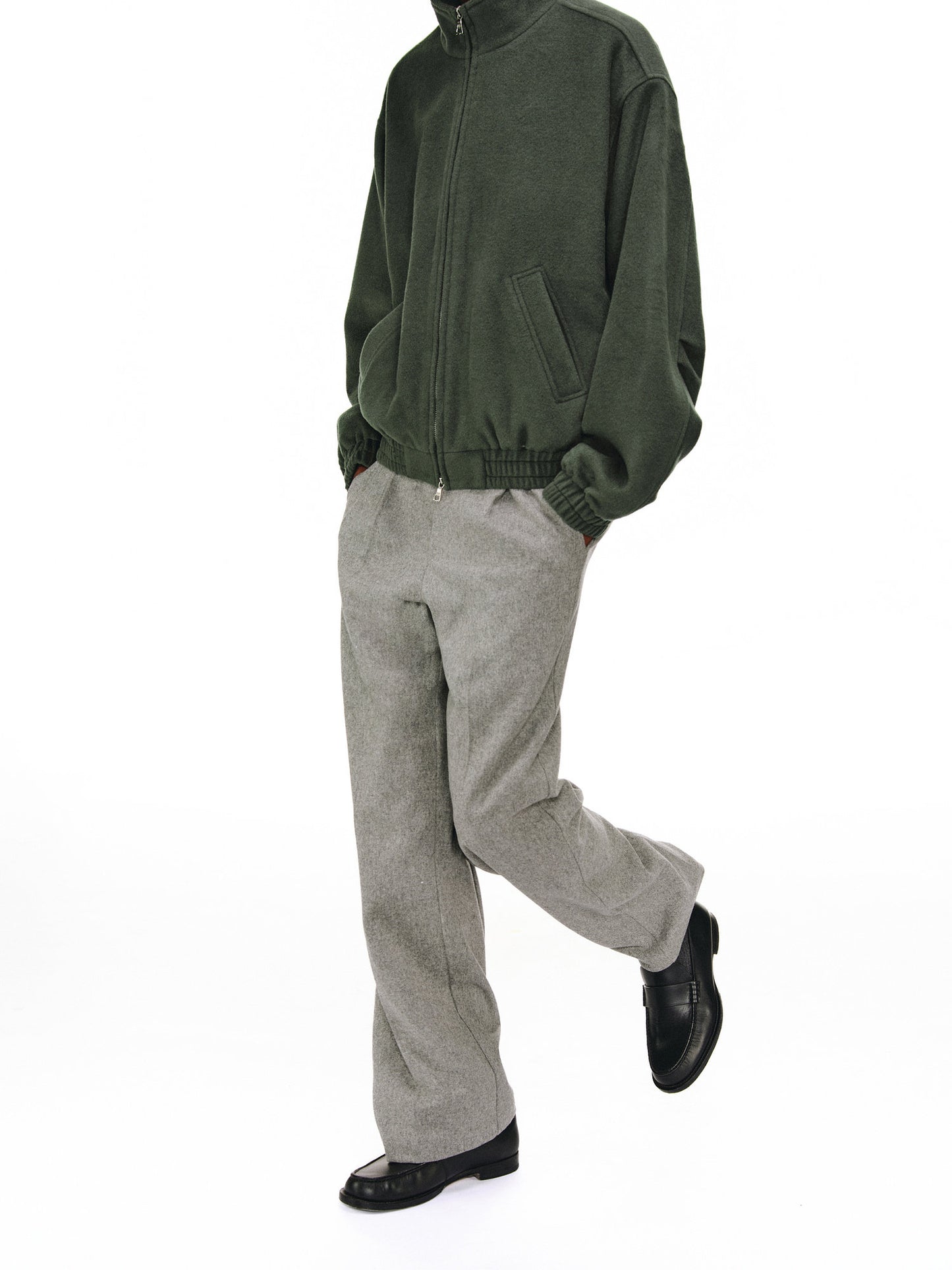 Stand Collar Wool Jacket