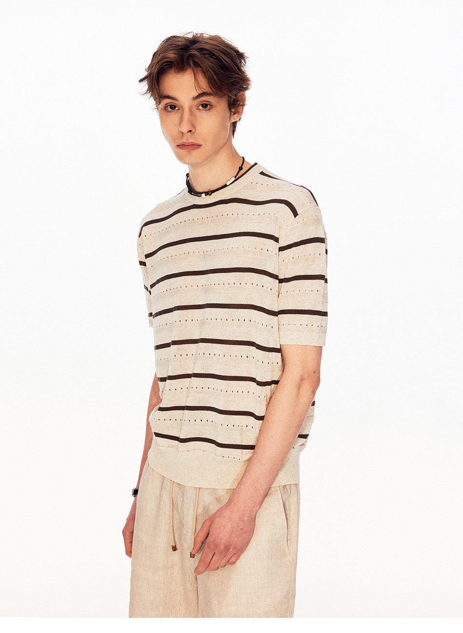 Unisex Vintage-Style Mesh-Striped Knit