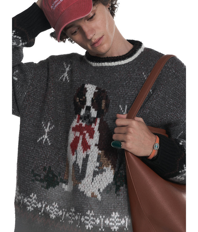 Jacquard Crew Neck Sweater