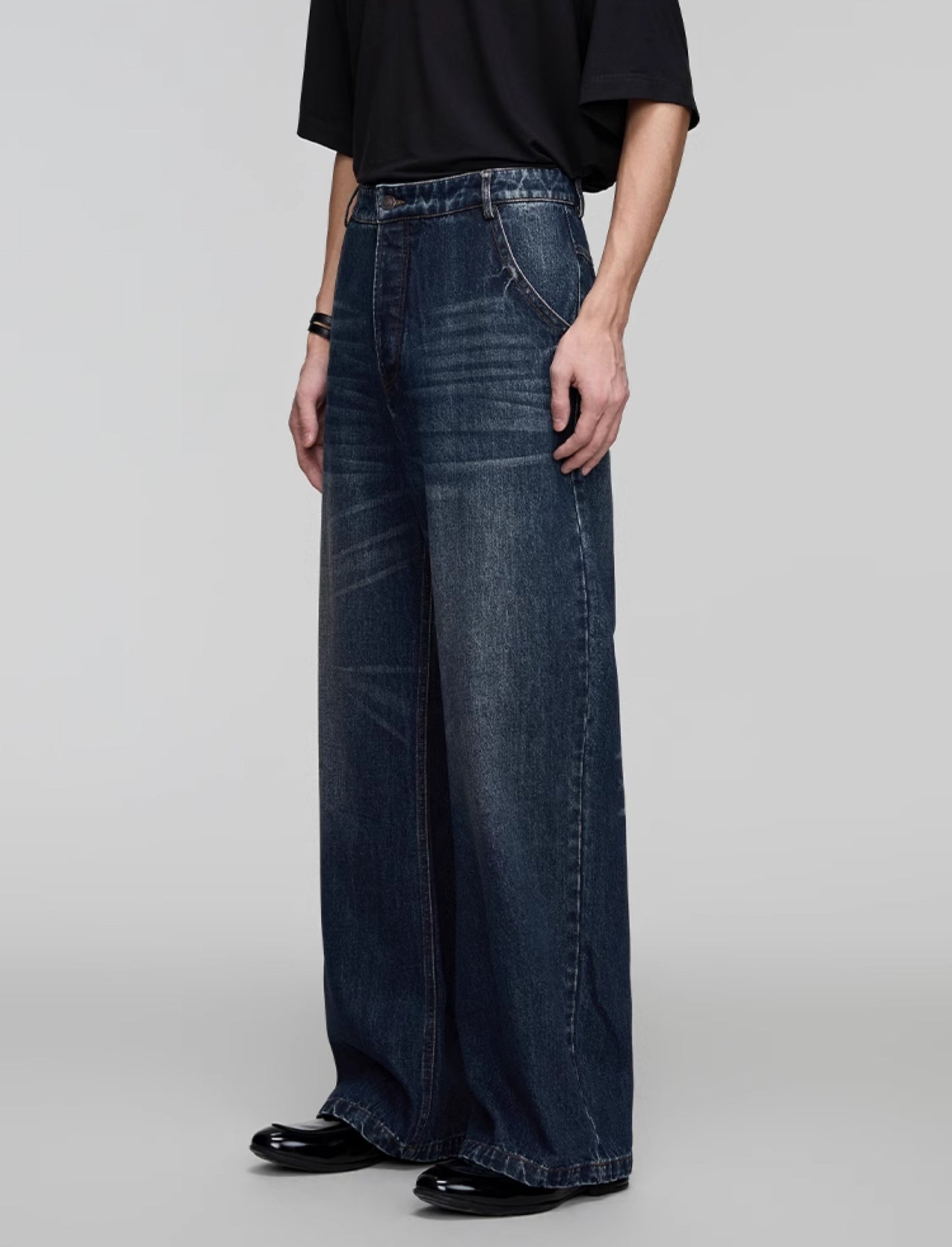 Washed Straight Denim Pants