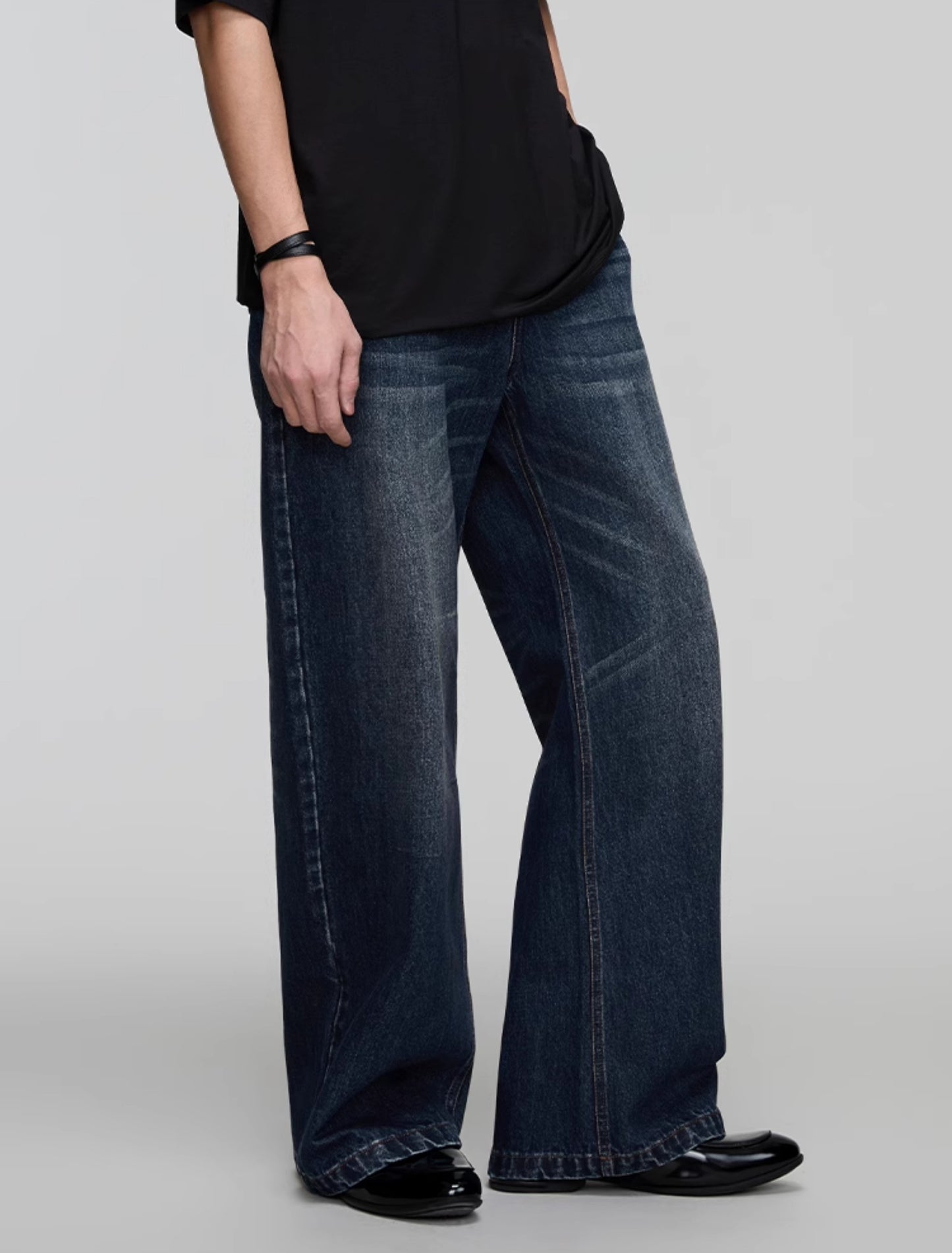 Washed Straight Denim Pants