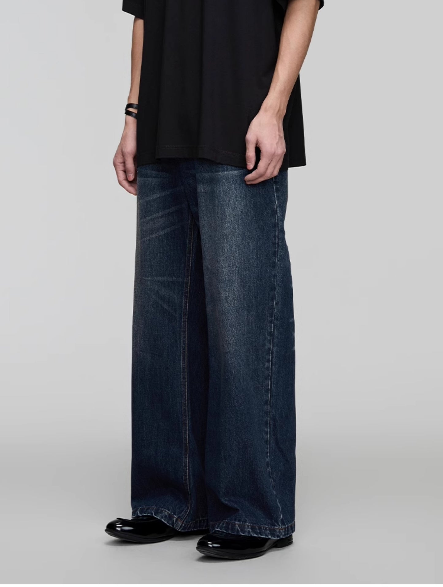 Washed Straight Denim Pants