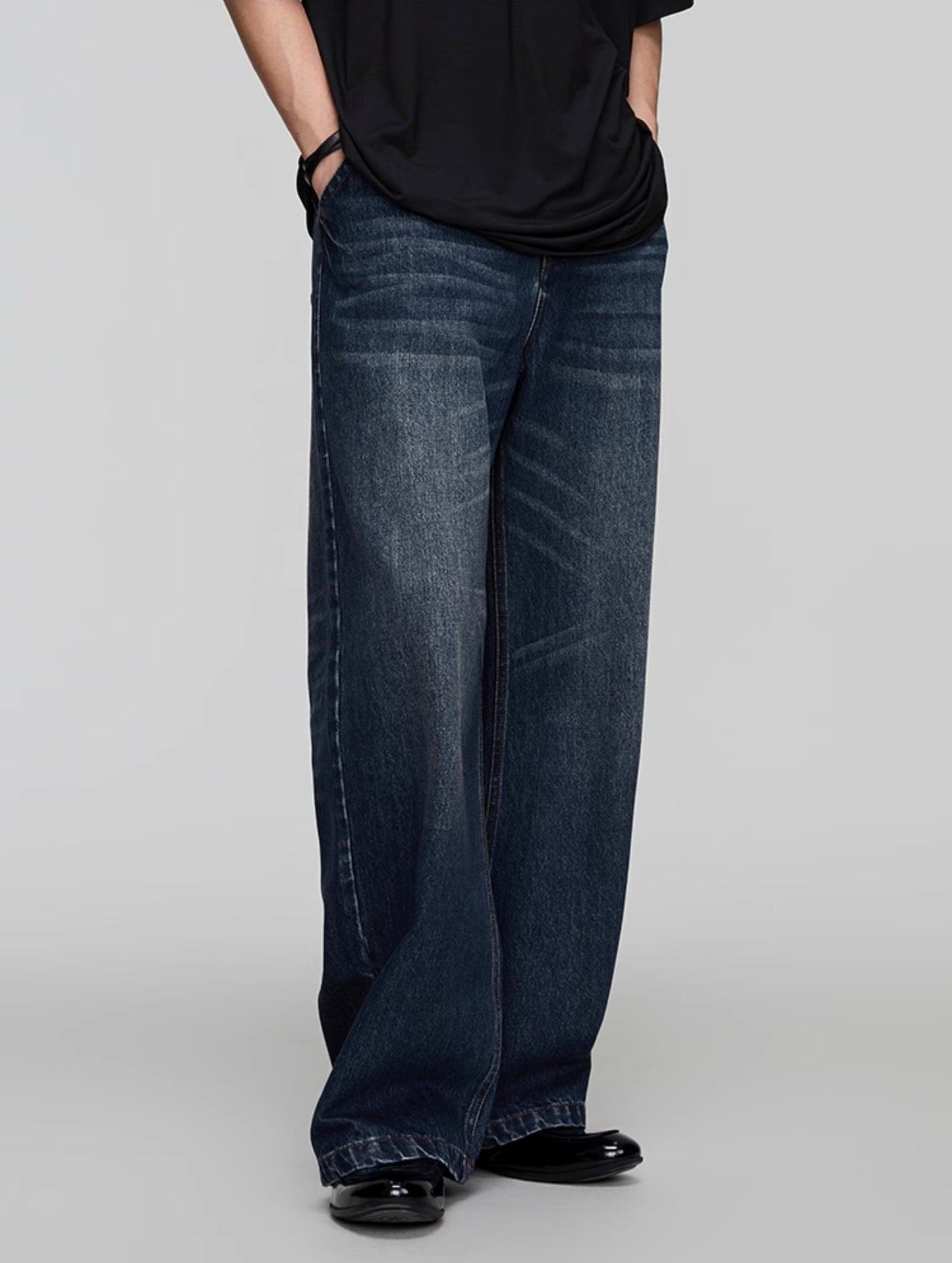 Washed Straight Denim Pants