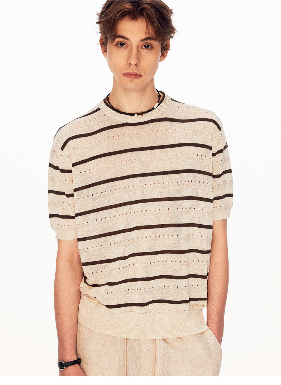 Unisex Vintage-Style Mesh-Striped Knit