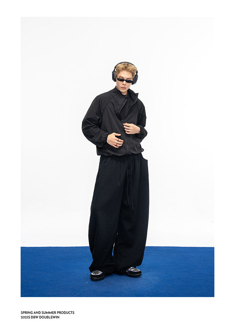 Casual Wide-Leg Sweatpants with Drawstring