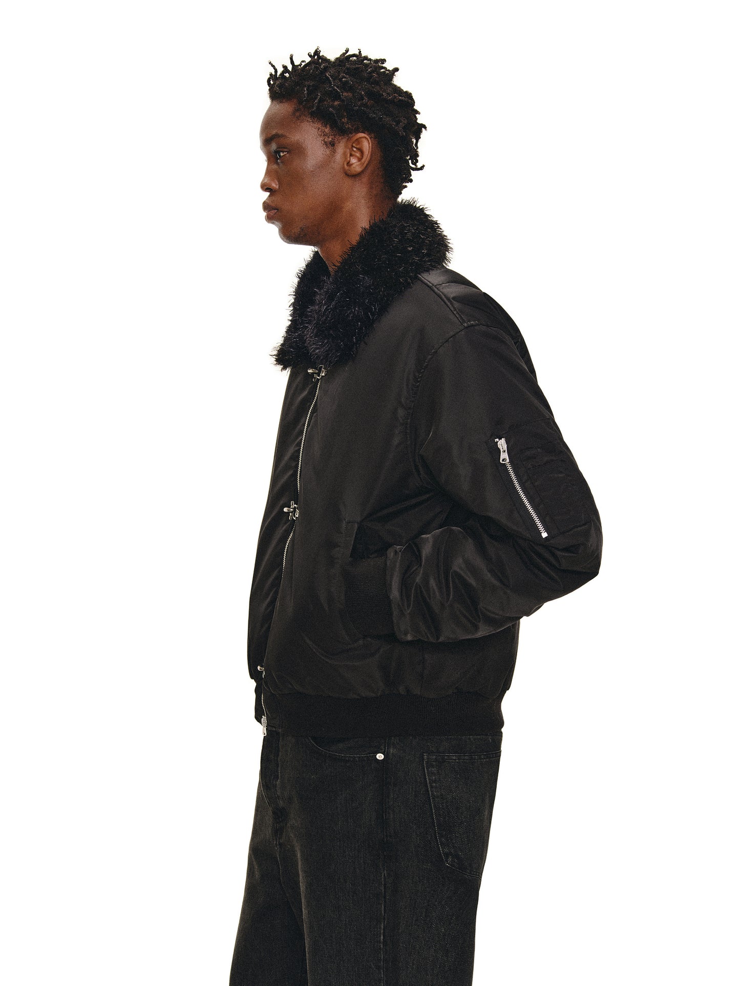 Fleece Collar Bomber Jacket