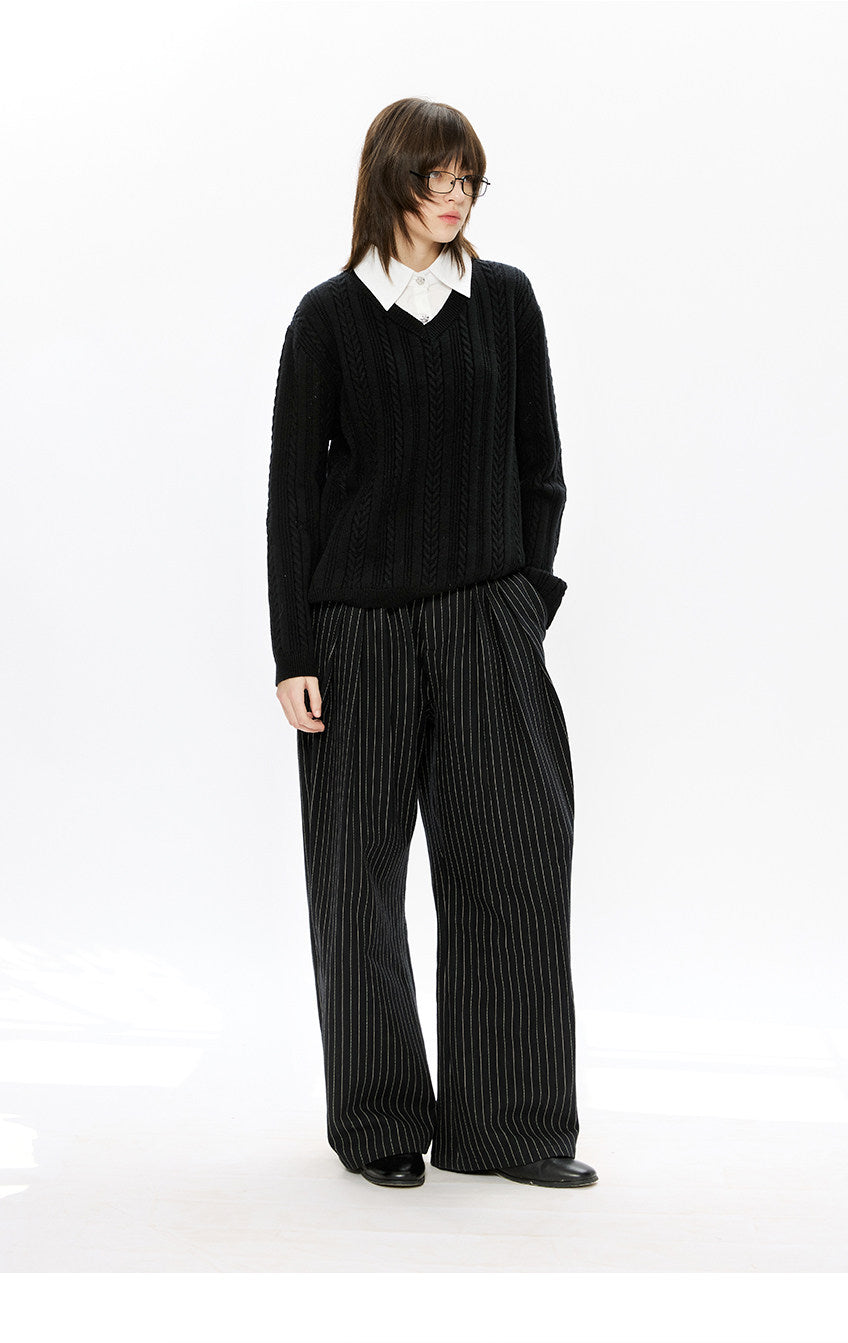 Faux Two-Piece Cable Knit Sweater