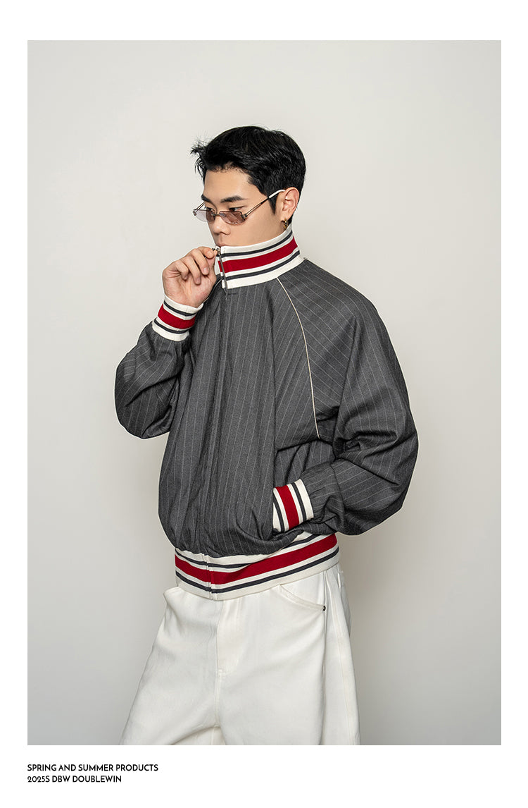 Striped High-Collared Jacket