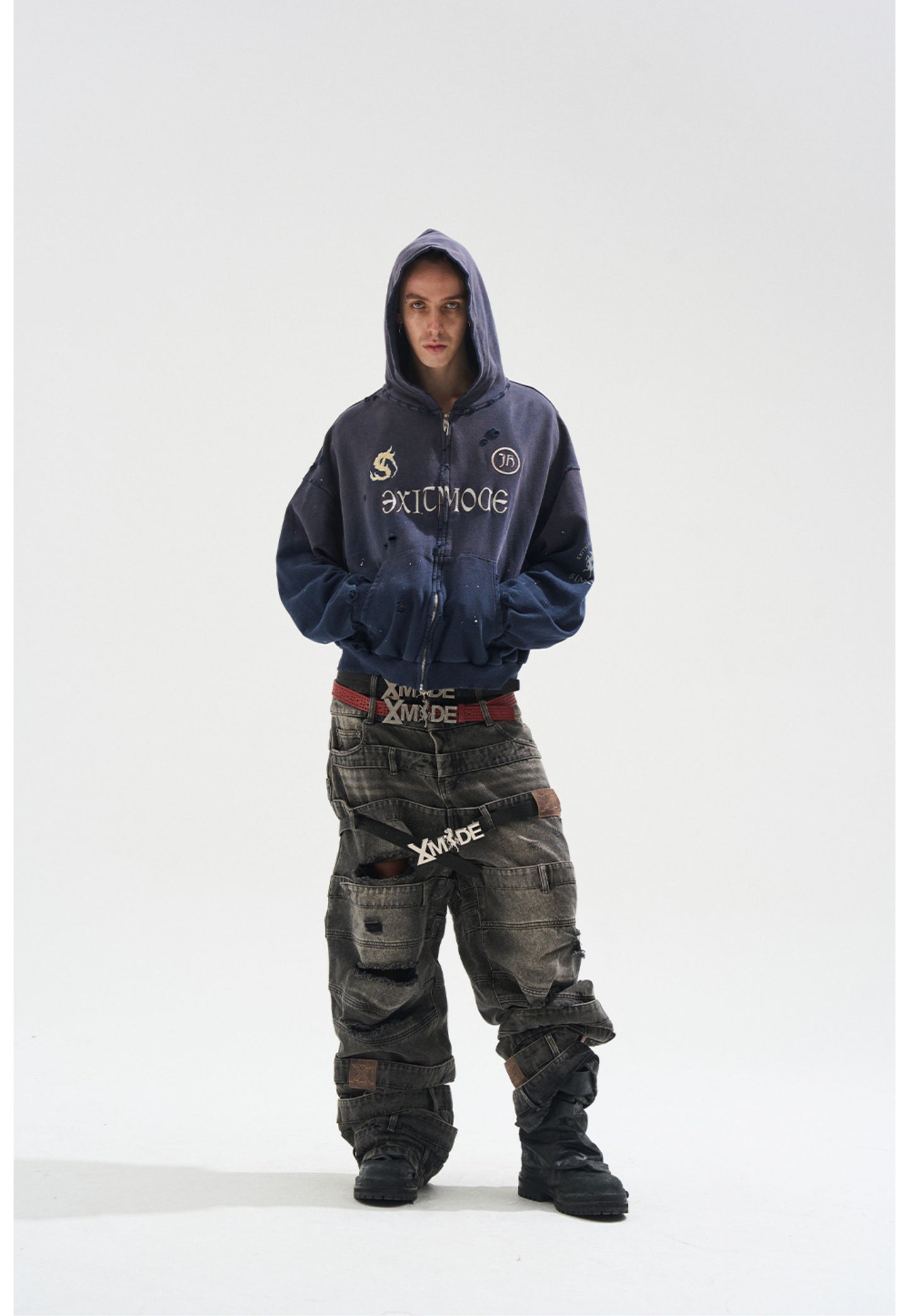 Embroidered distressed sweatshirt