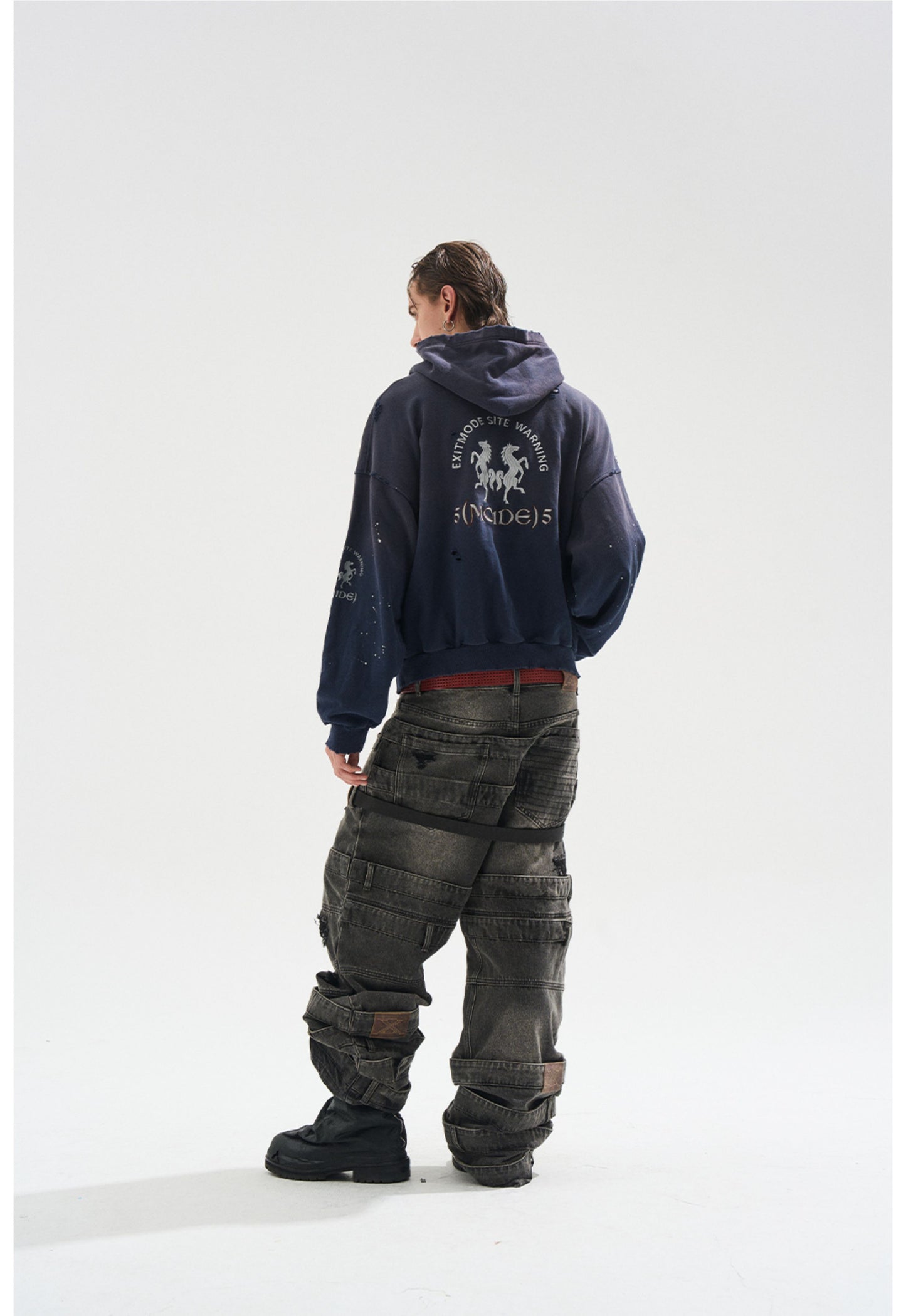 Embroidered distressed sweatshirt