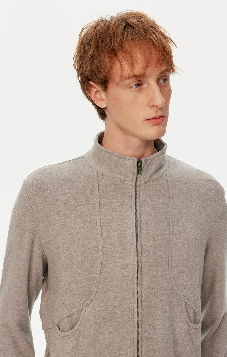 Stand-collar cropped sweatshirt