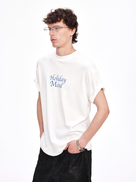 Roll-Up Sleeve Printed T-Shirt