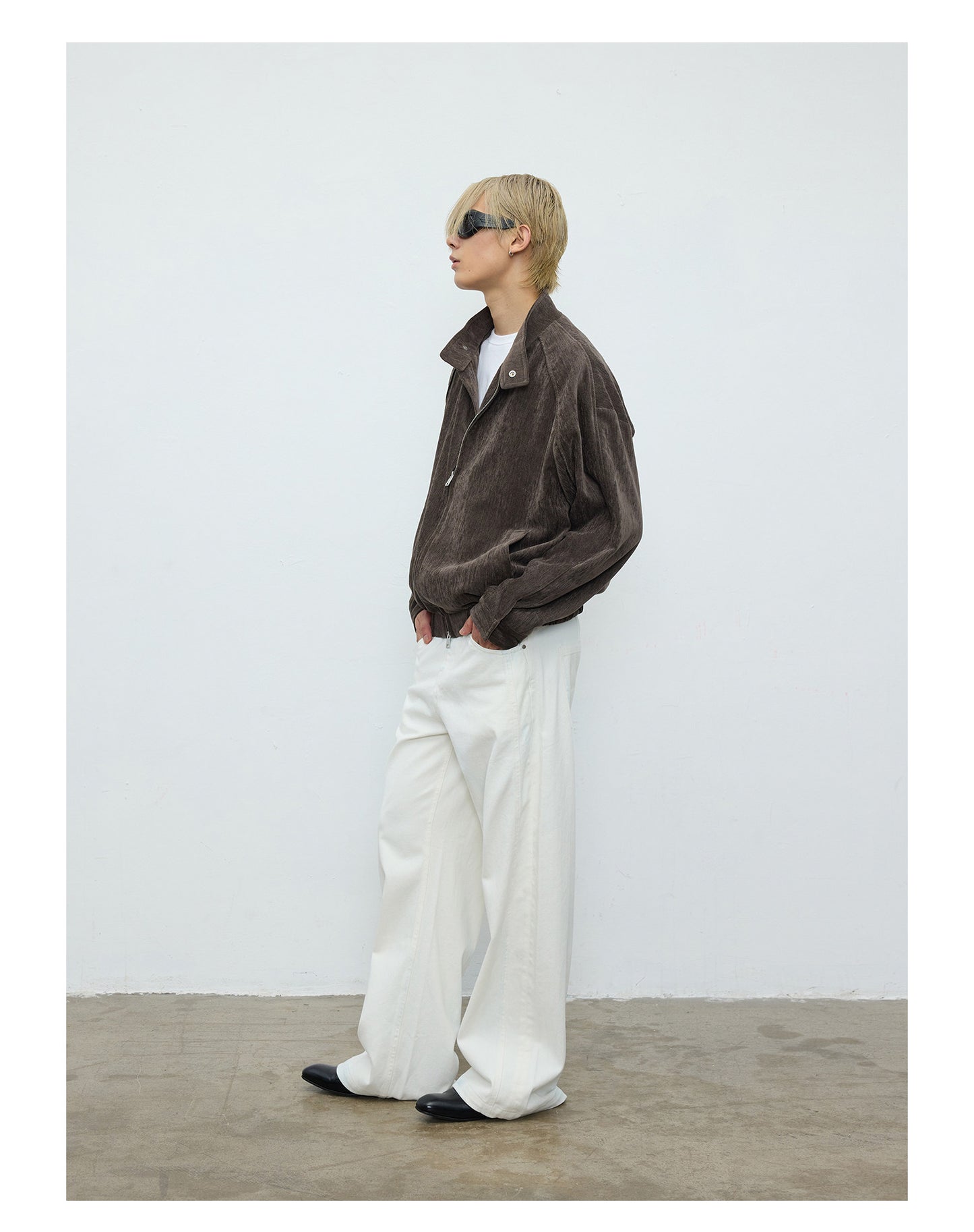 Corduroy Textured Zipper Jacket