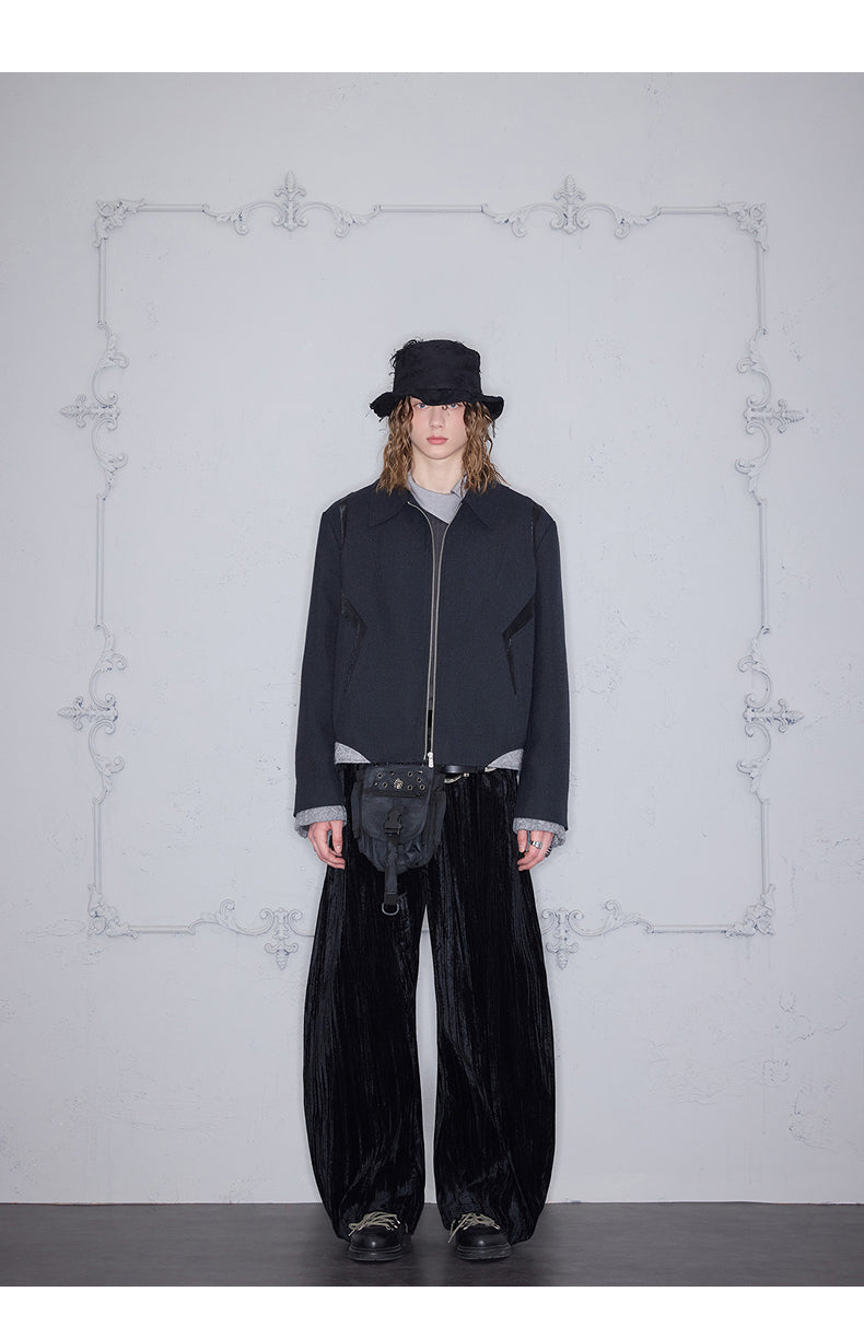 Pleated Velvet Casual Pants