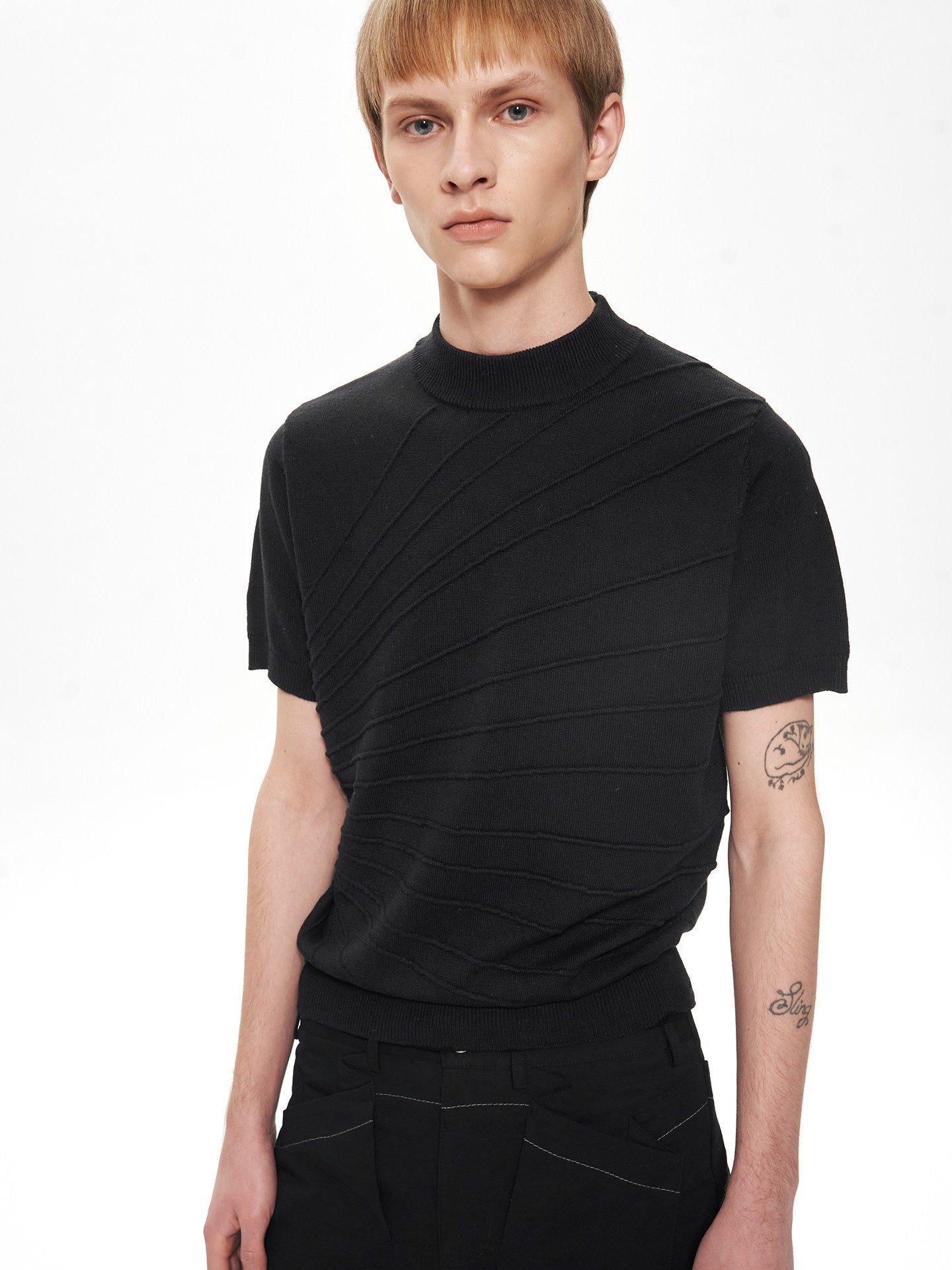 Breathable Jacquard High-Neck Knit