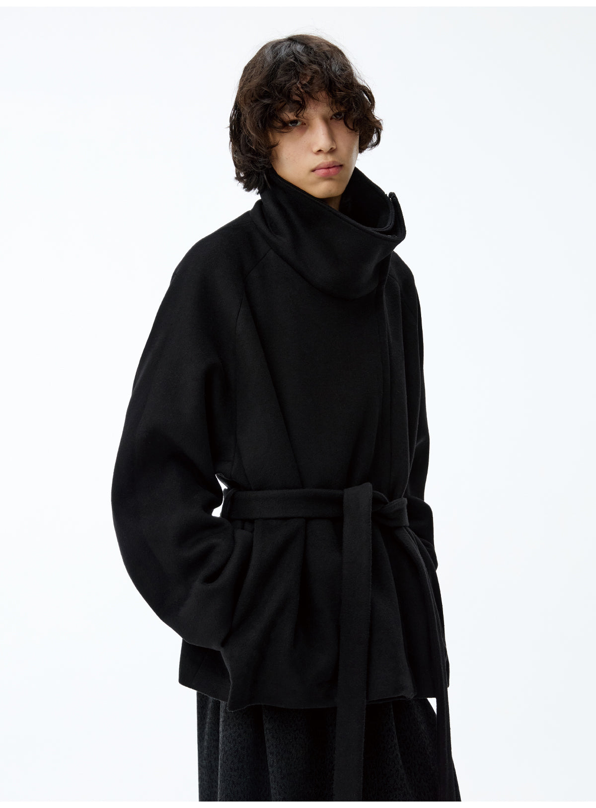 Diagonal Zipper Wool Coat
