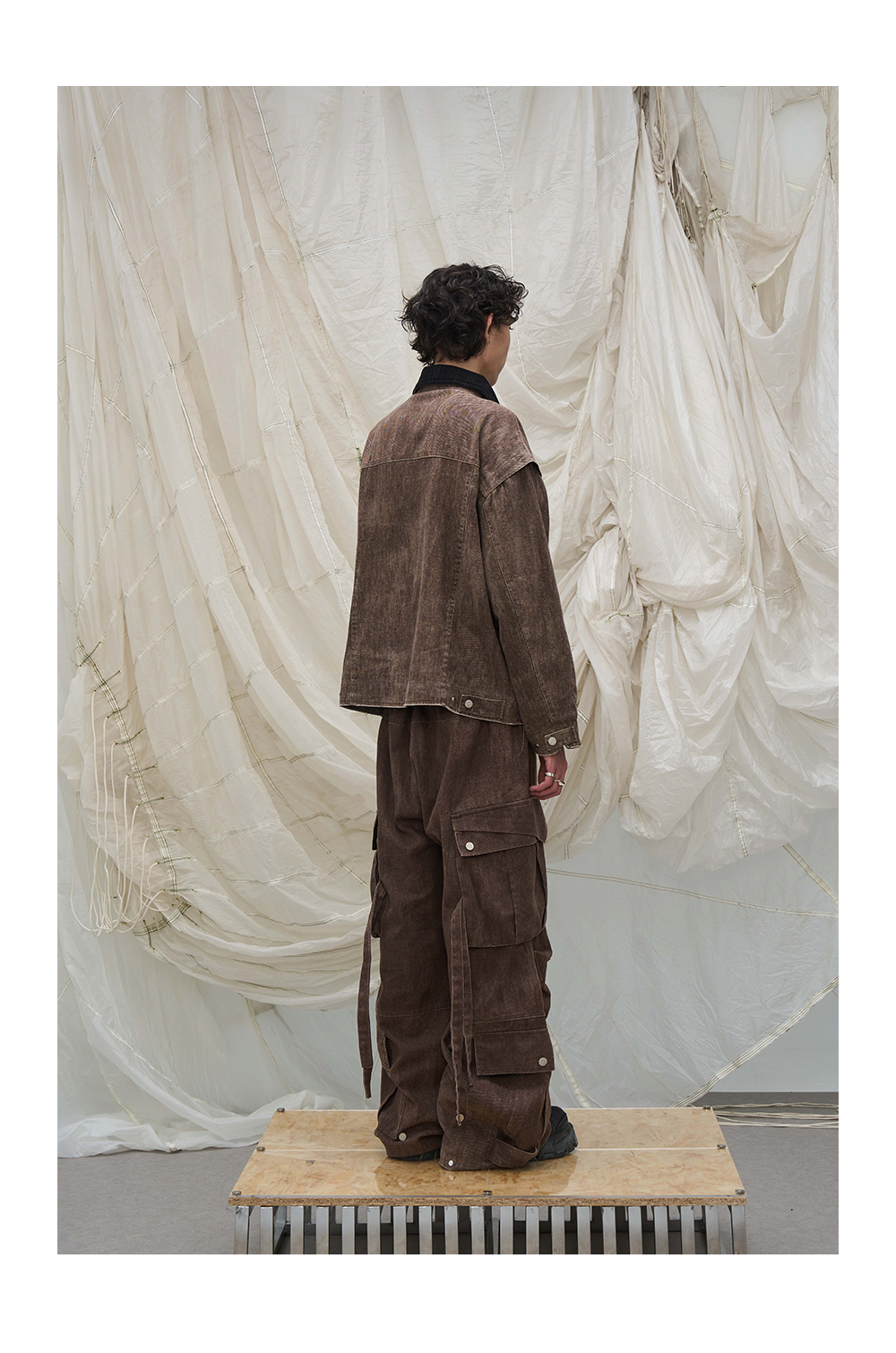 Washed multi-pocket bomber pants