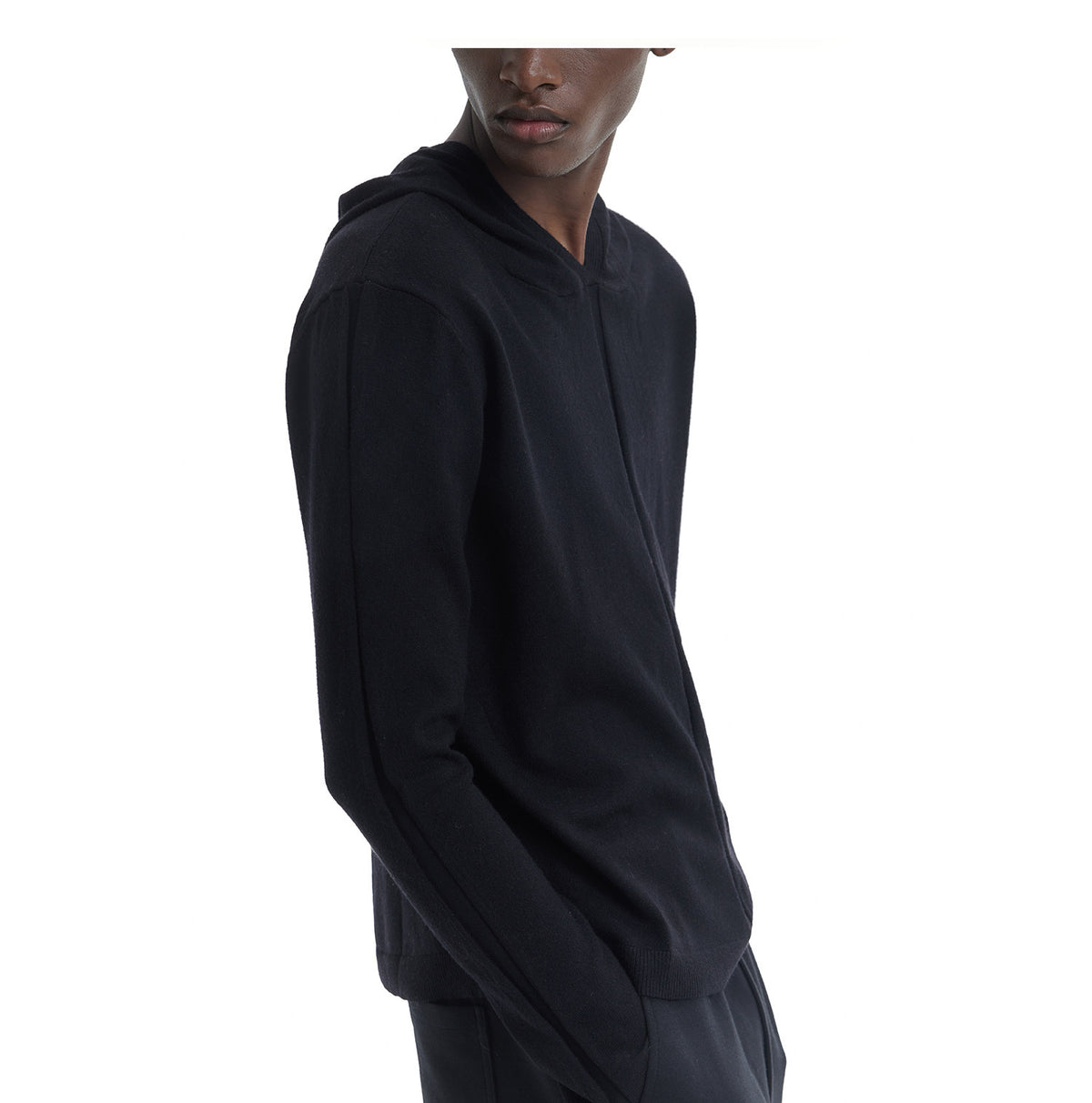 Knit Hoodie with Micro-Flared Cuffs and a Hood