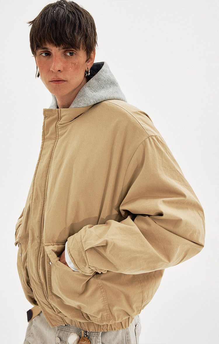 Patchwork Faux Two-Piece Thick Jacket