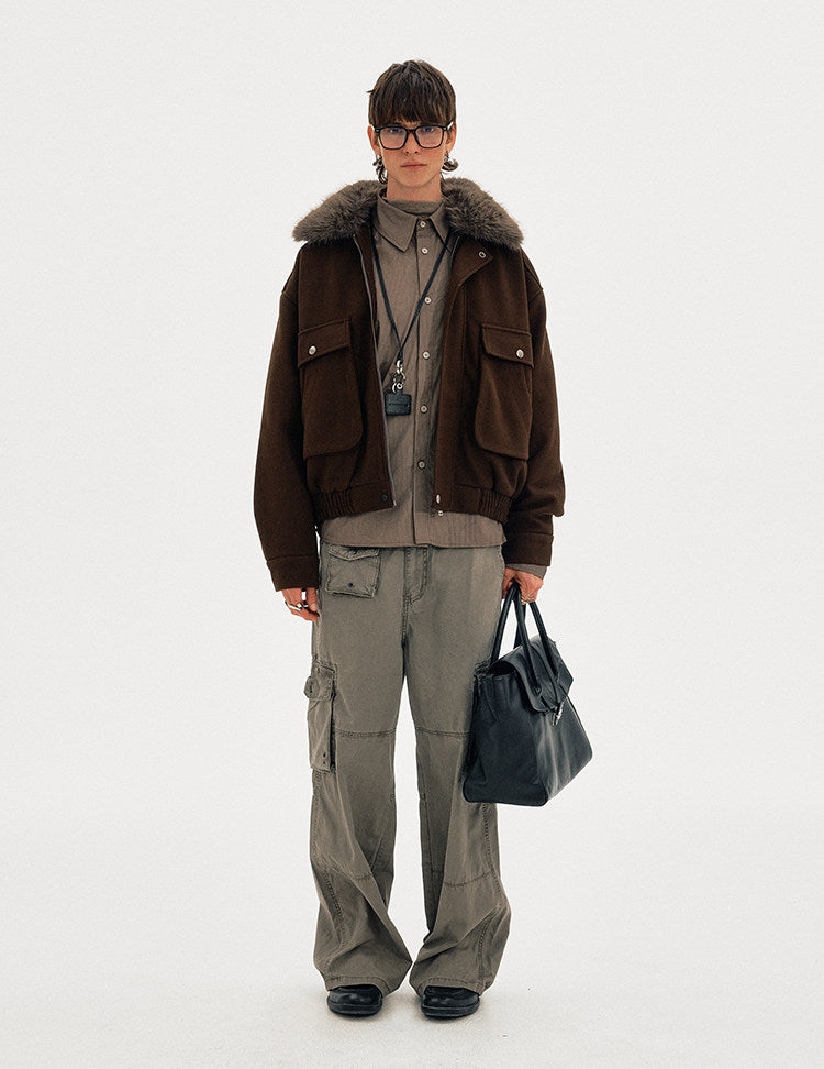 Old Money Style Fur Collar Jacket