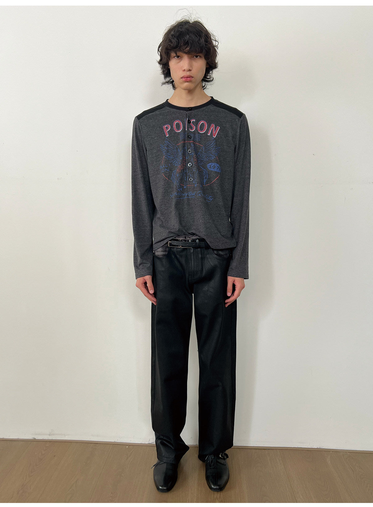 Waxed Slim Straight Jeans