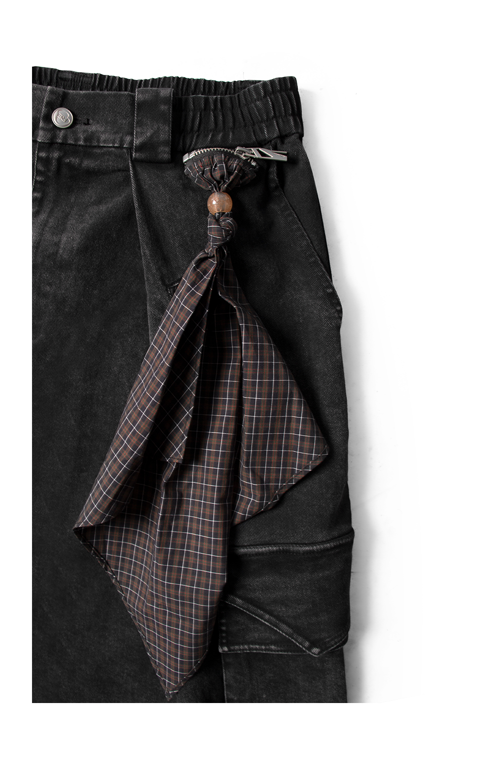 Cropped pants with detachable scarf