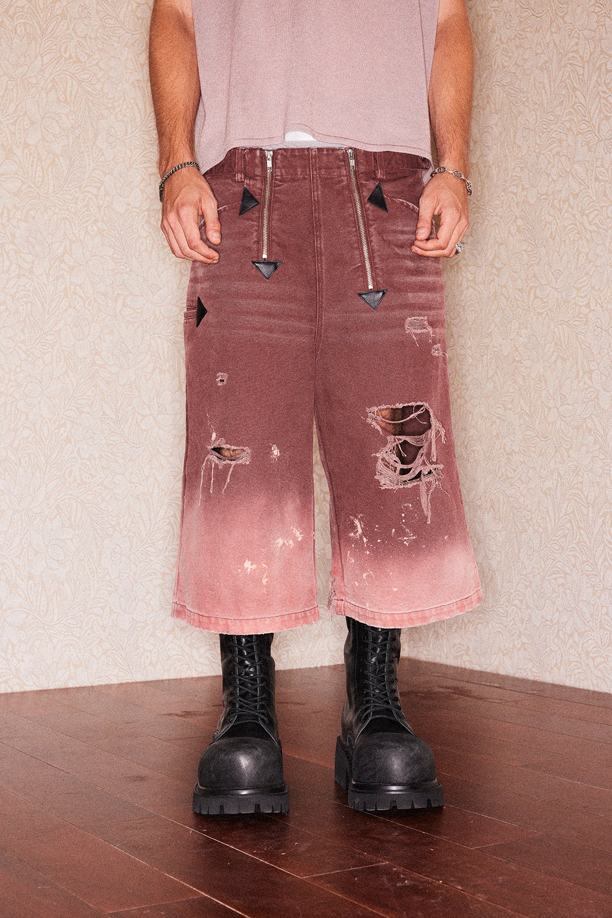 Washed cropped shorts