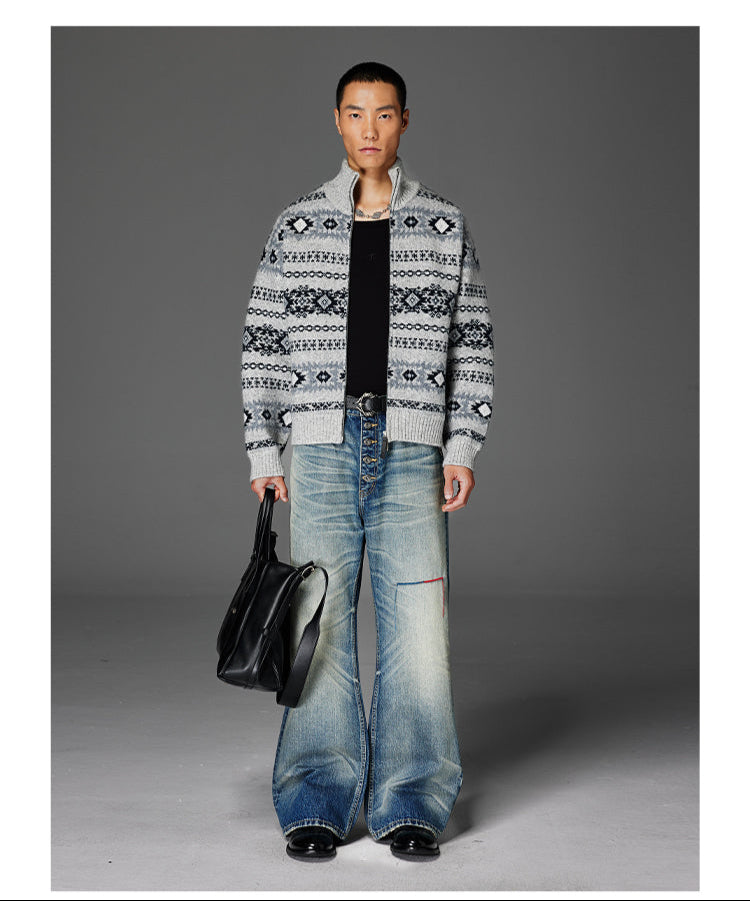 Loose-Shoulder Knit Jacket