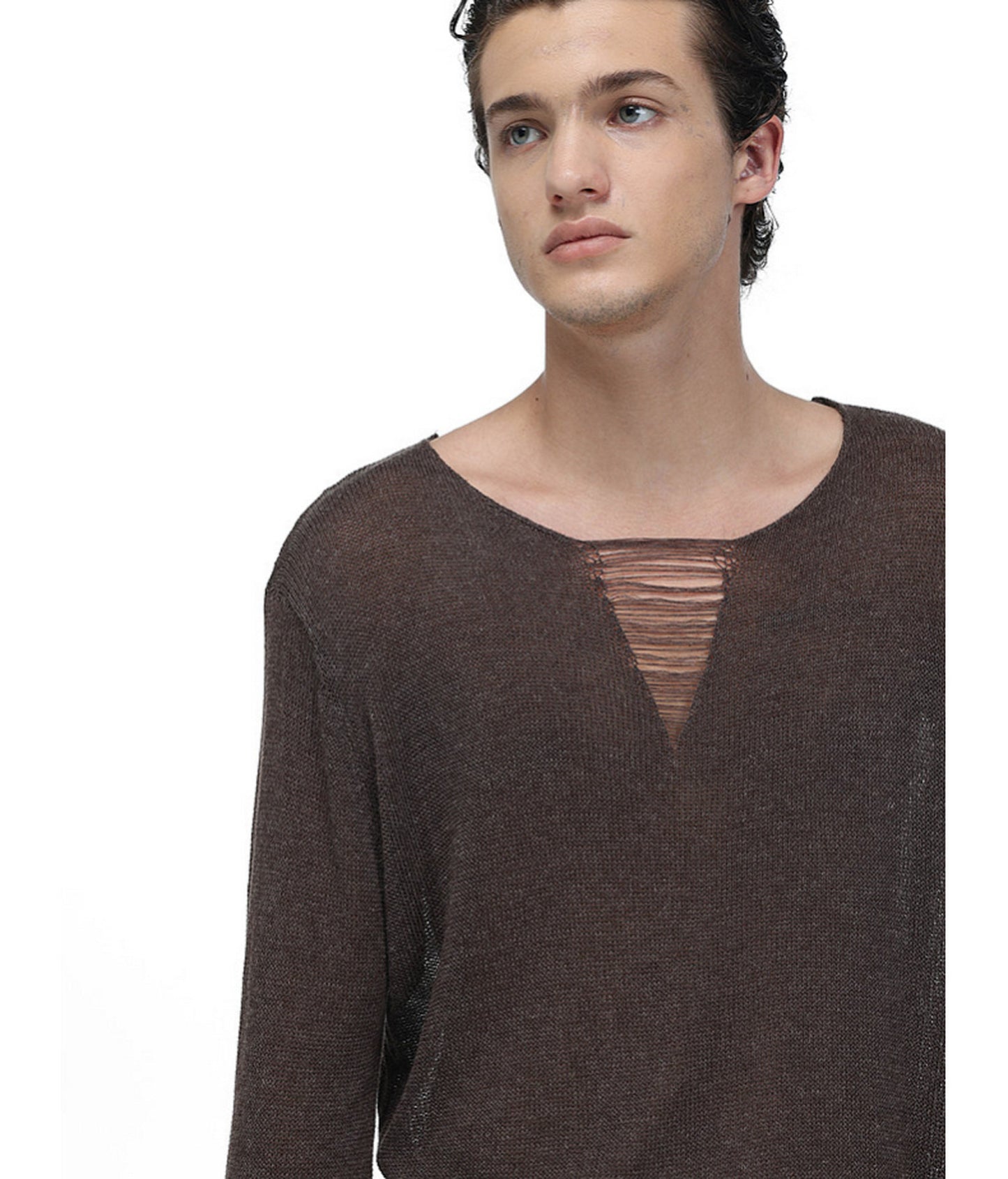 V-Neck Drawstring Lightweight Knit Shirt