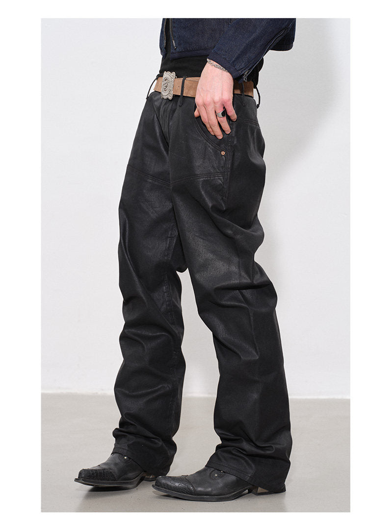 Hand-Waxed Slim-Fit Casual Pants