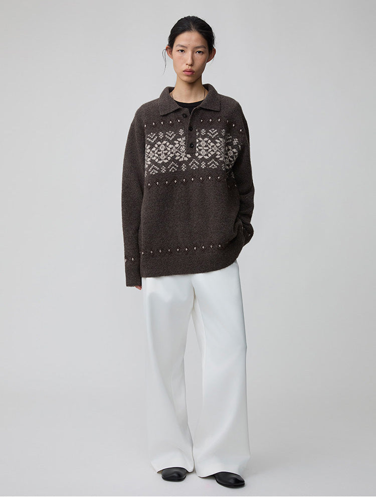 Polo Neck Pullover Sweater