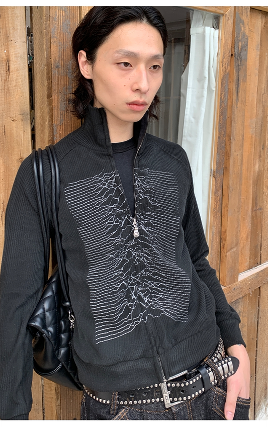 Ripple Stripe Zipper Jacket