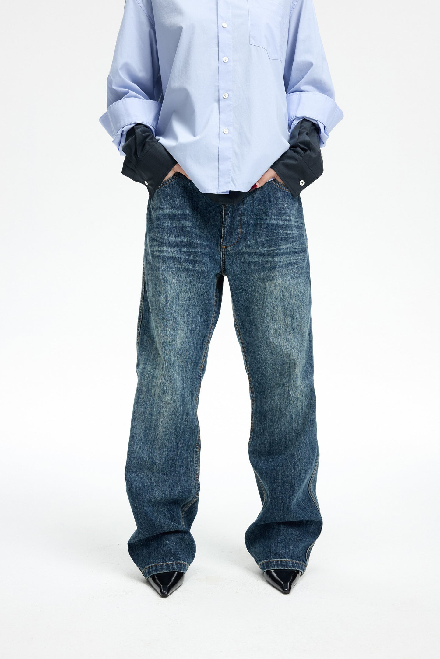 Wash Straight-Leg Jeans