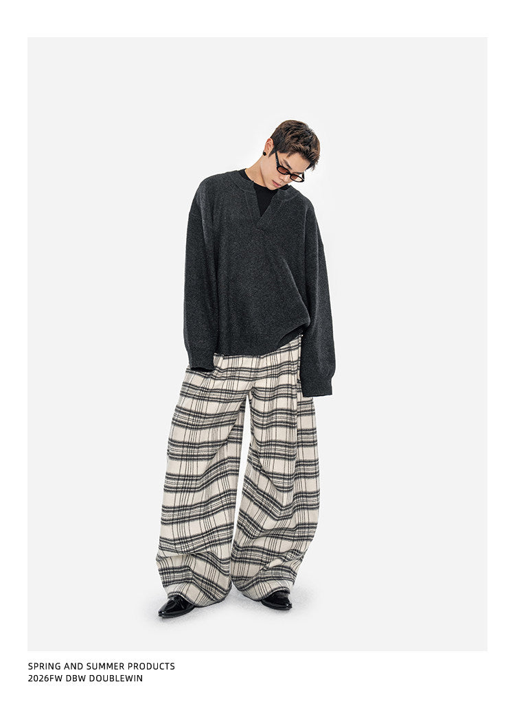 Oversized Wool-Blend V-Neck Sweater