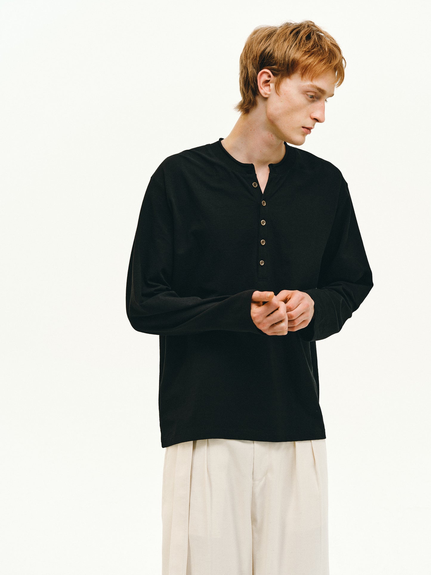 Henry-collar T-shirt