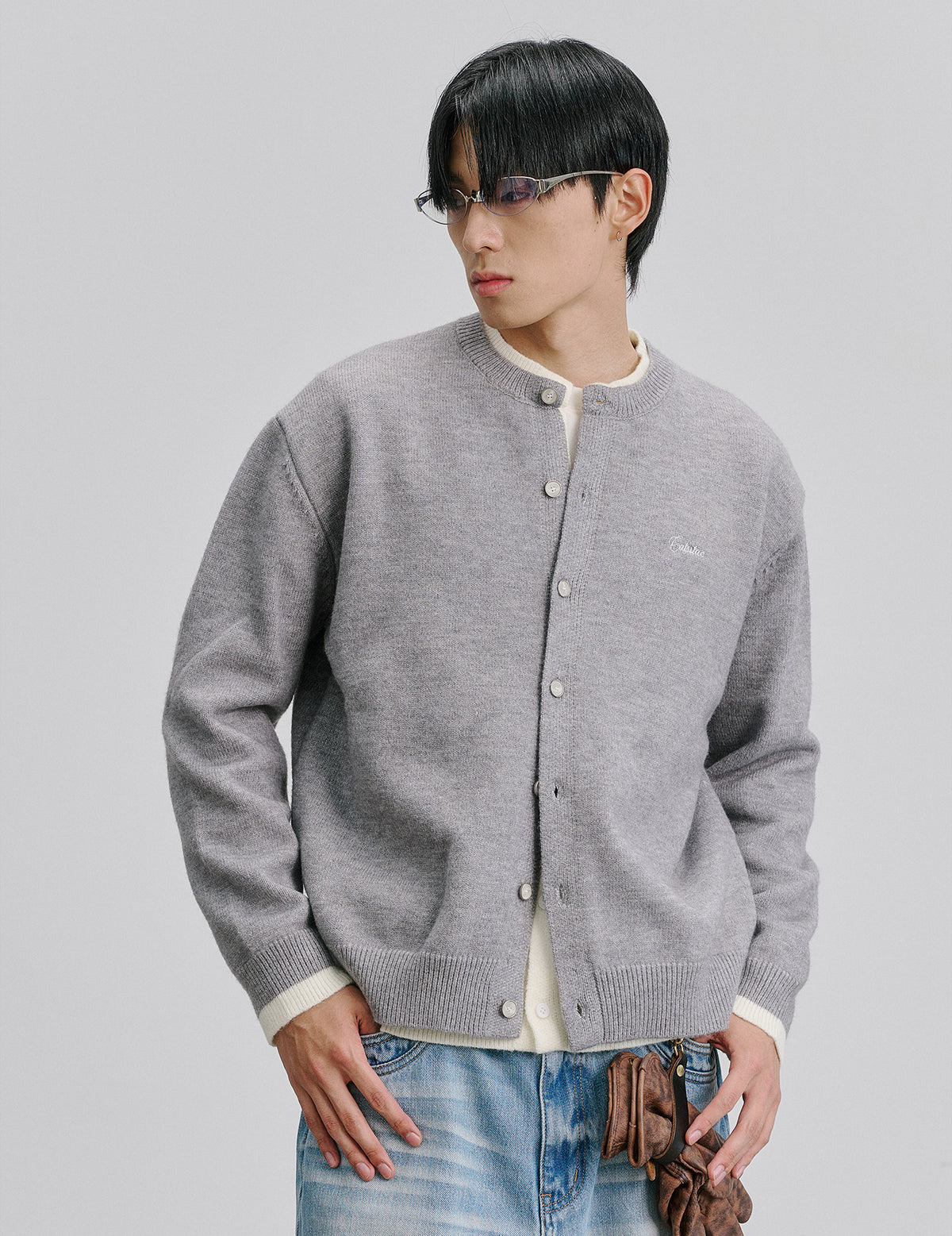 Clean-Fit Faux Two-Piece Cardigan