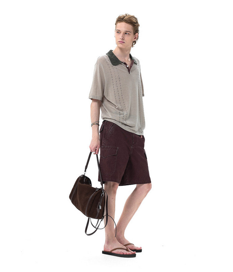 Knit Openwork Polo Shirt