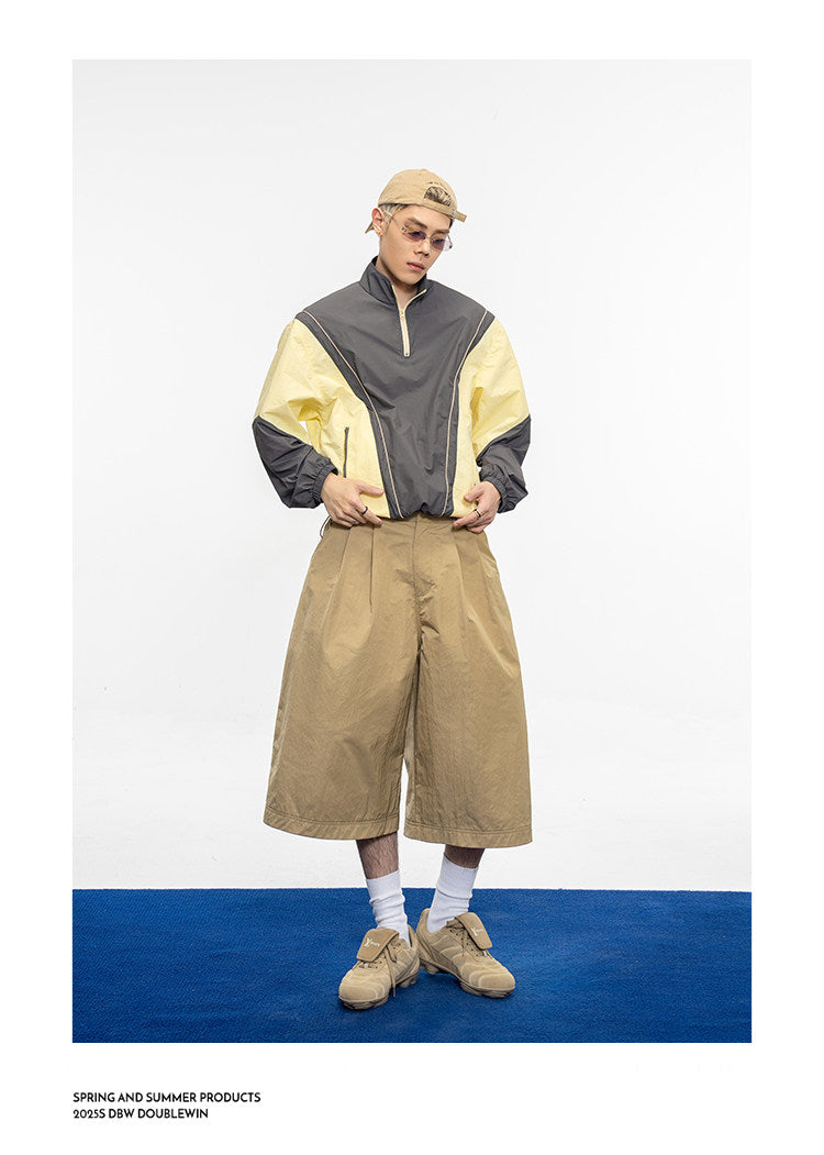 Gathered Relaxed-Fit Casual Shorts