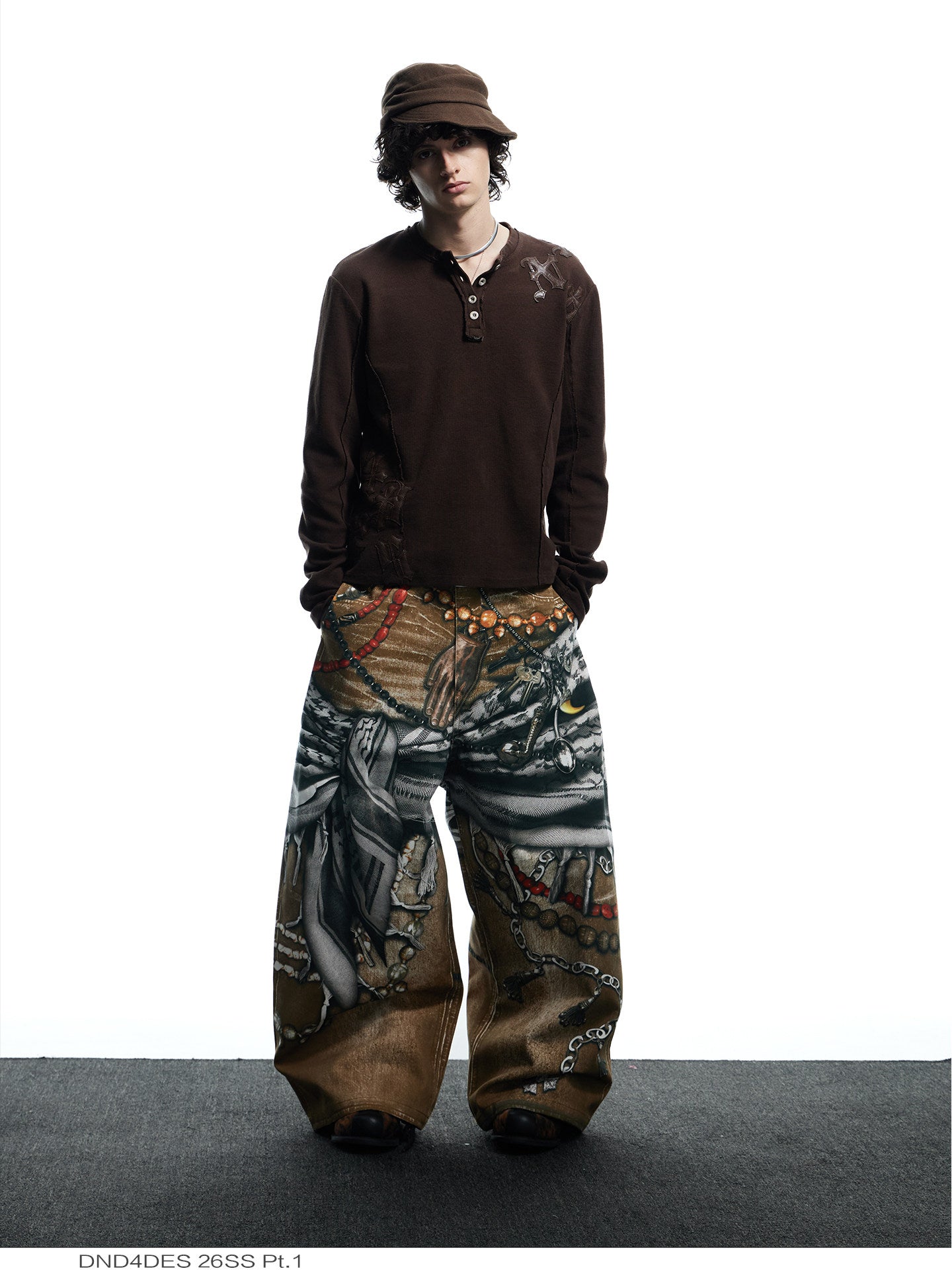 Distressed Finish 3D Printed Baggy Jeans