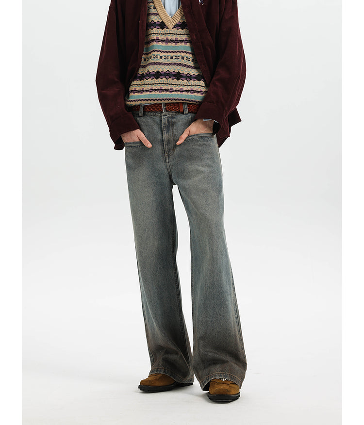 Gradient wash straight jeans