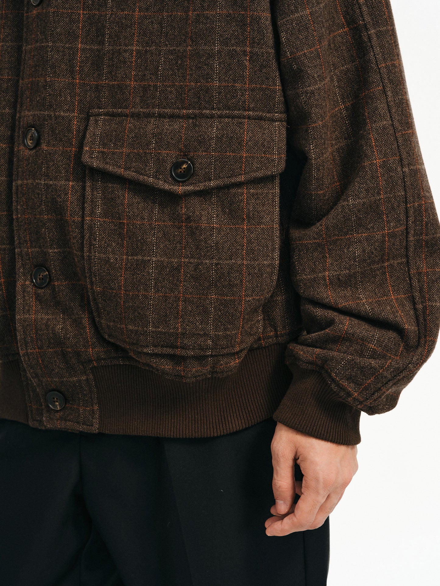 Checkered Stand Collar Jacket