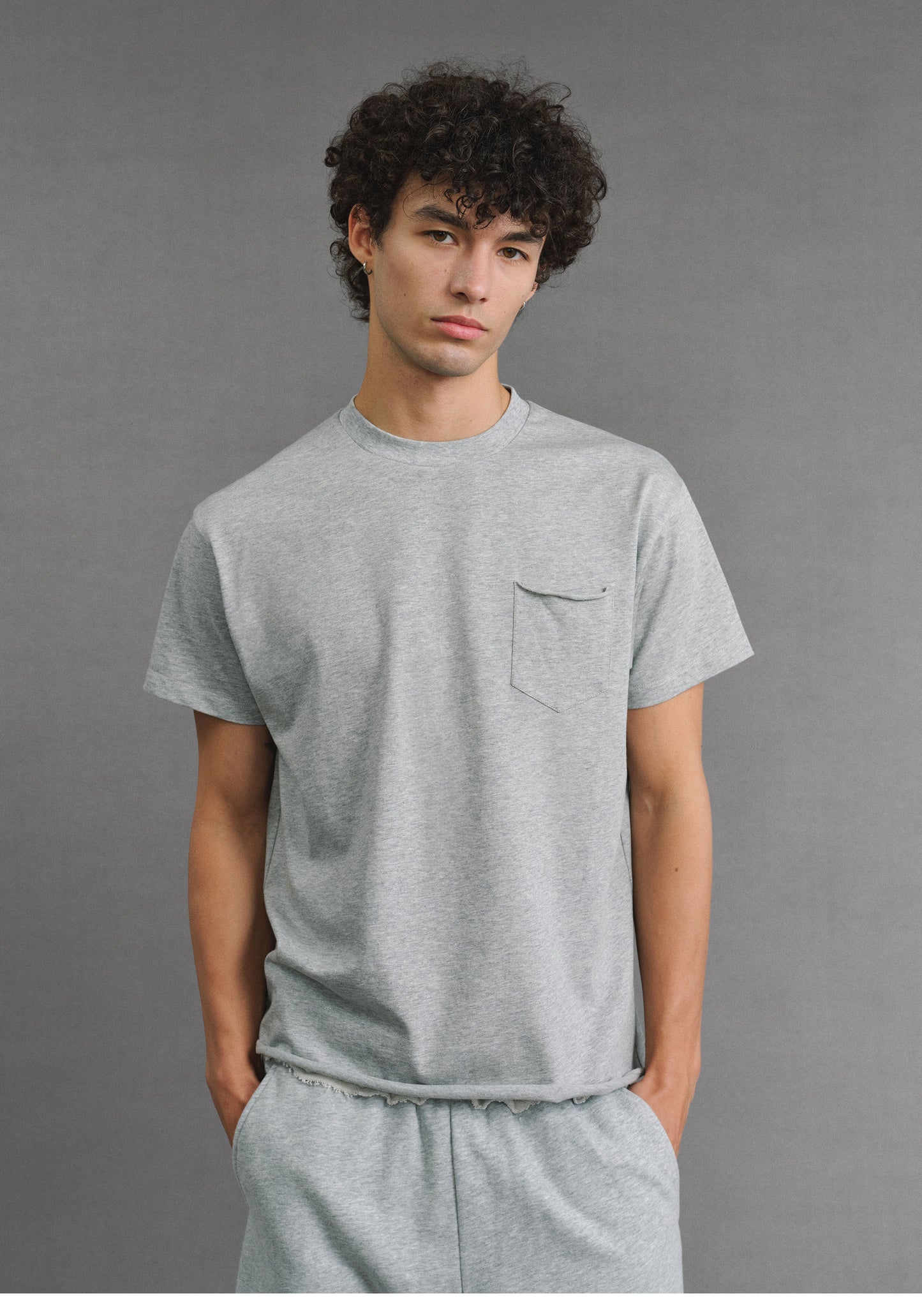 Vintage-Style Rolled Hem Crew Neck T-Shirt