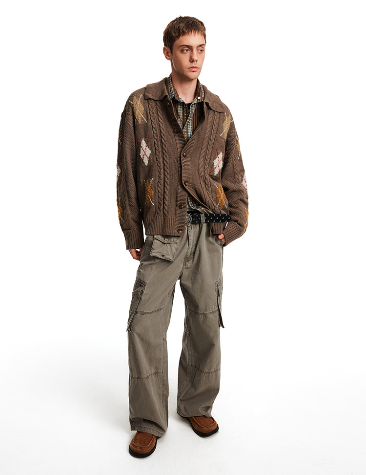 Cable-Knit Diamond Cardigan