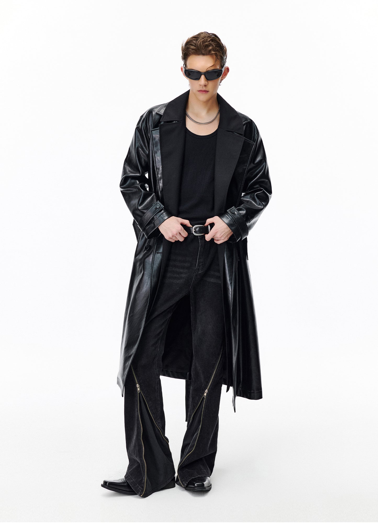 Faux two-piece long coat