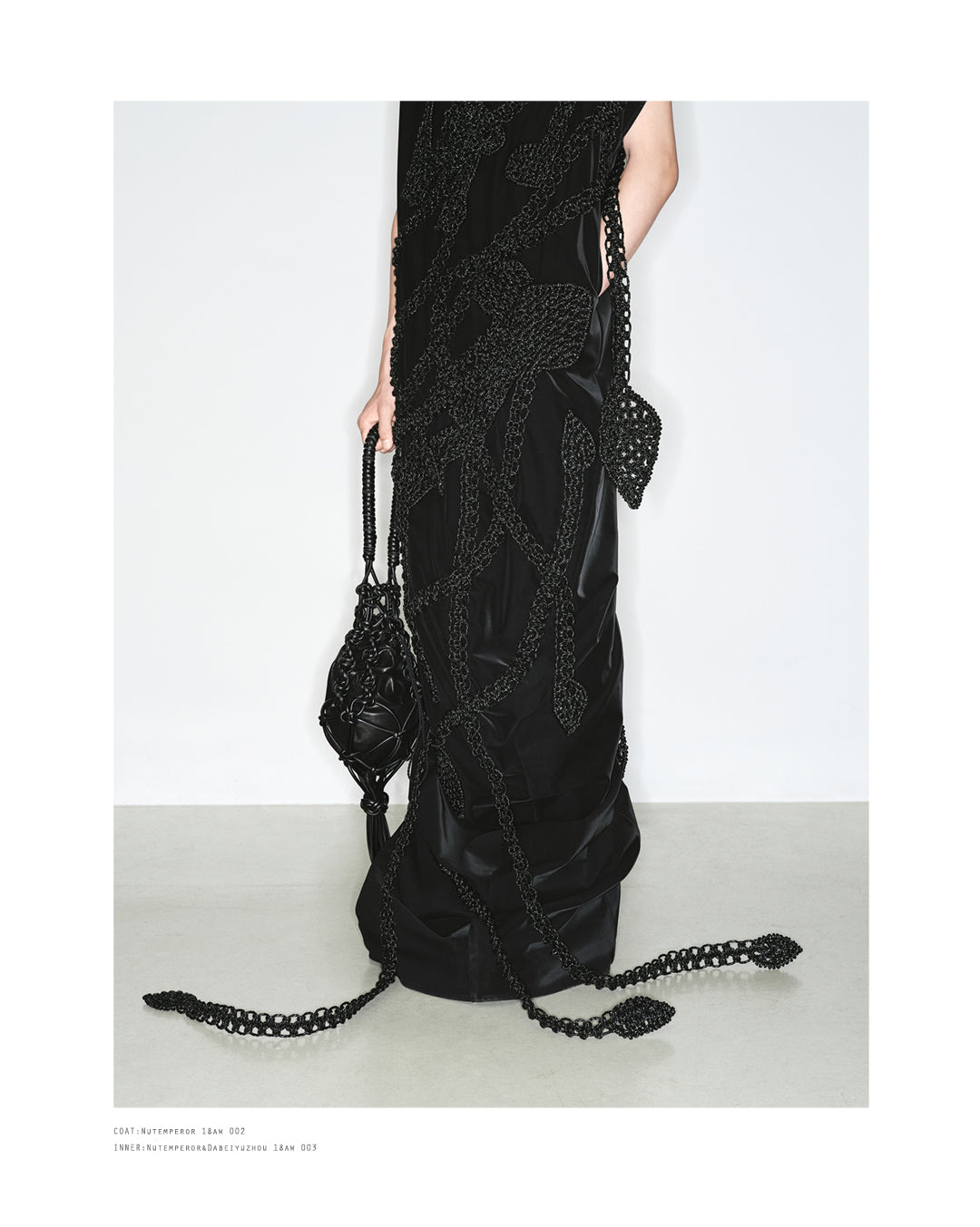 Hand-knit leather rope tassel shoulder bag