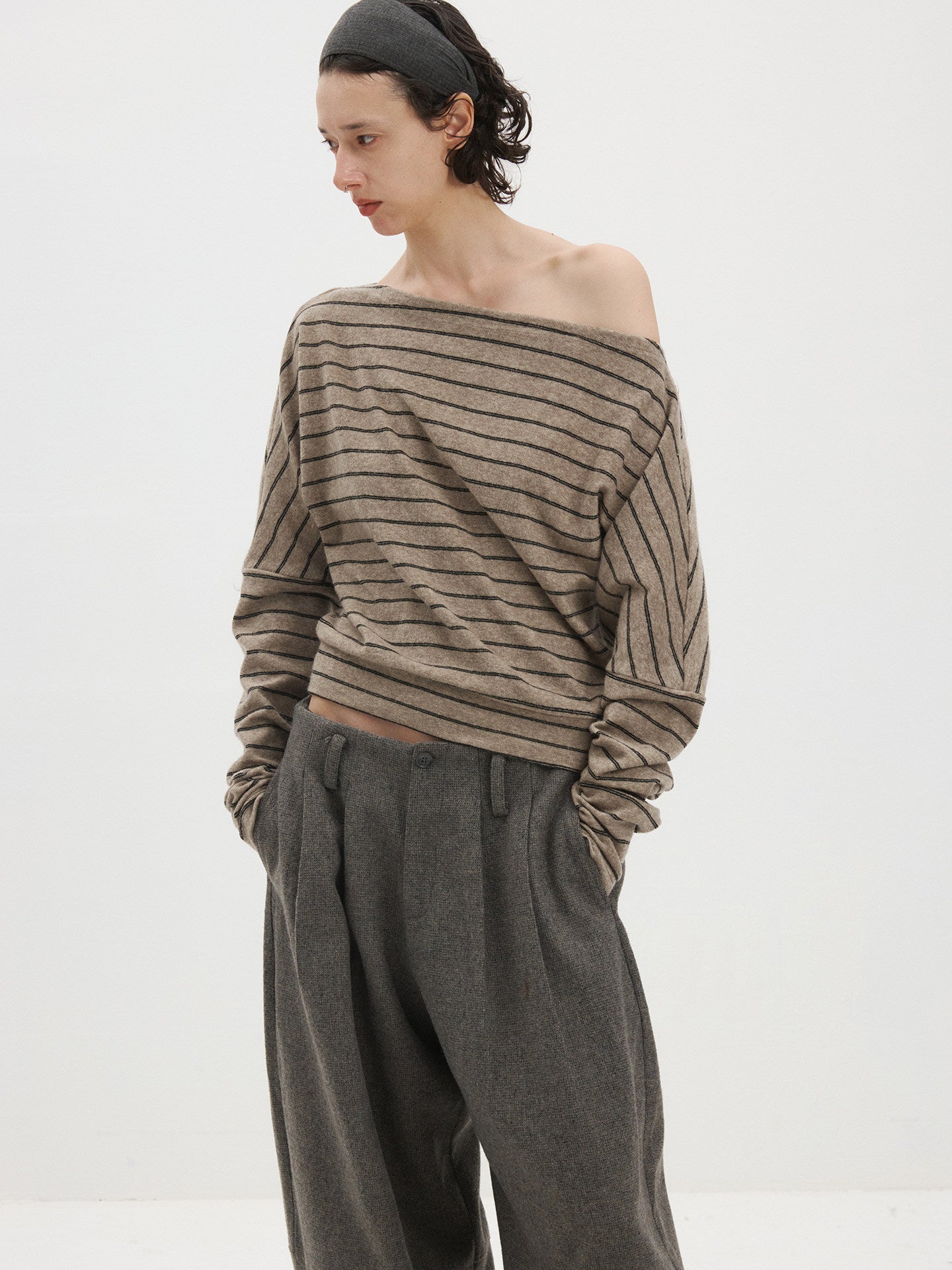 Striped Cross-Shoulder Knit