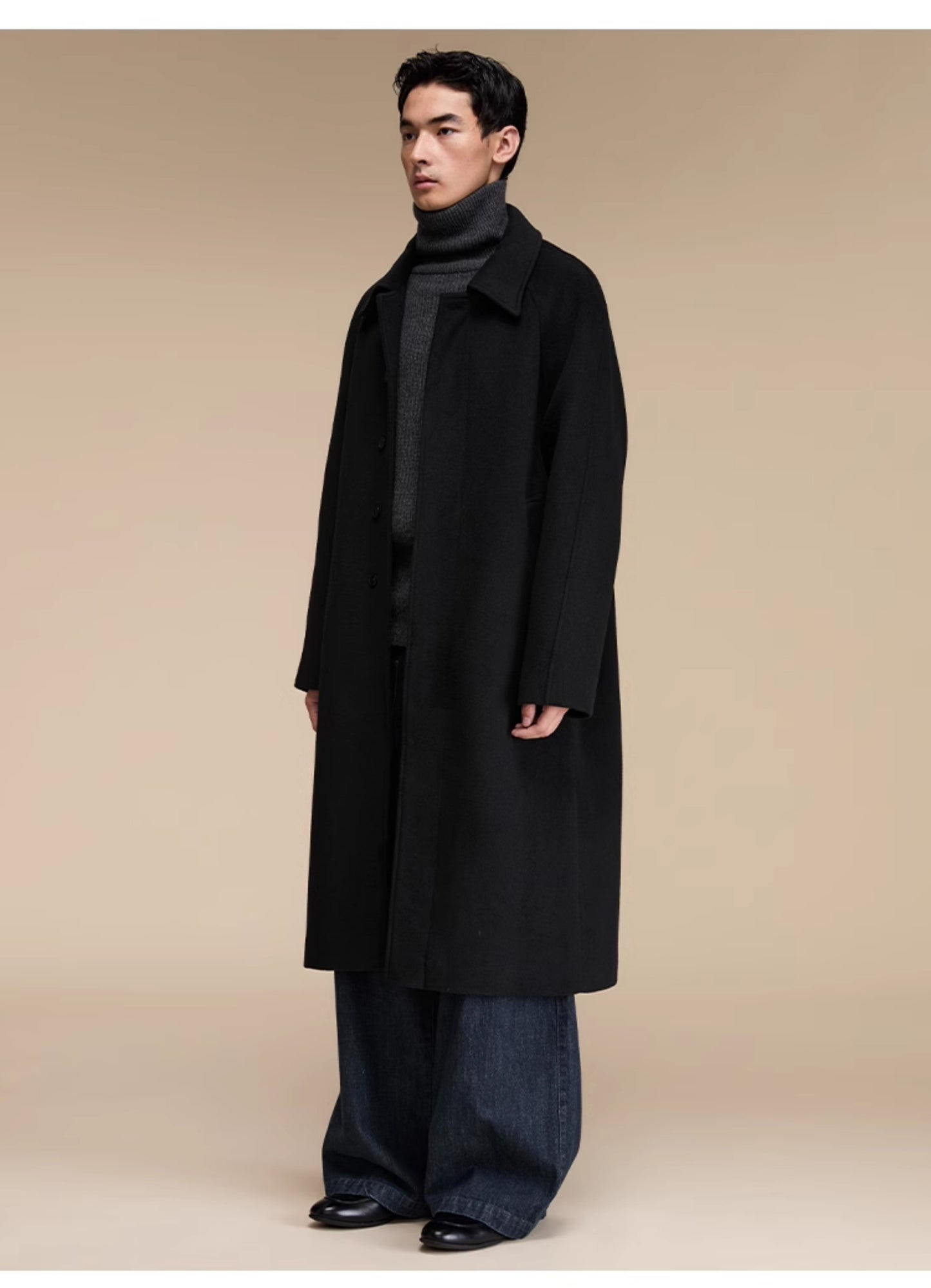 Back slit casual wool coat