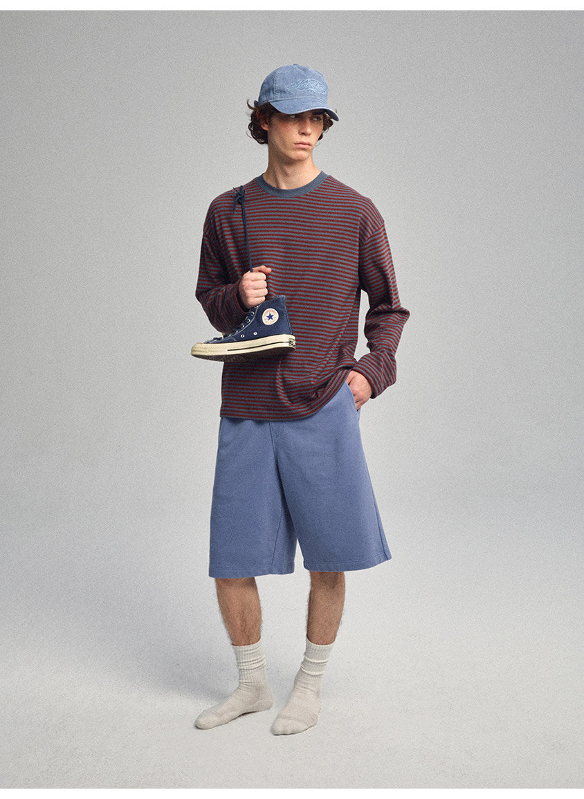 Vintage-Style Washed Sports Shorts